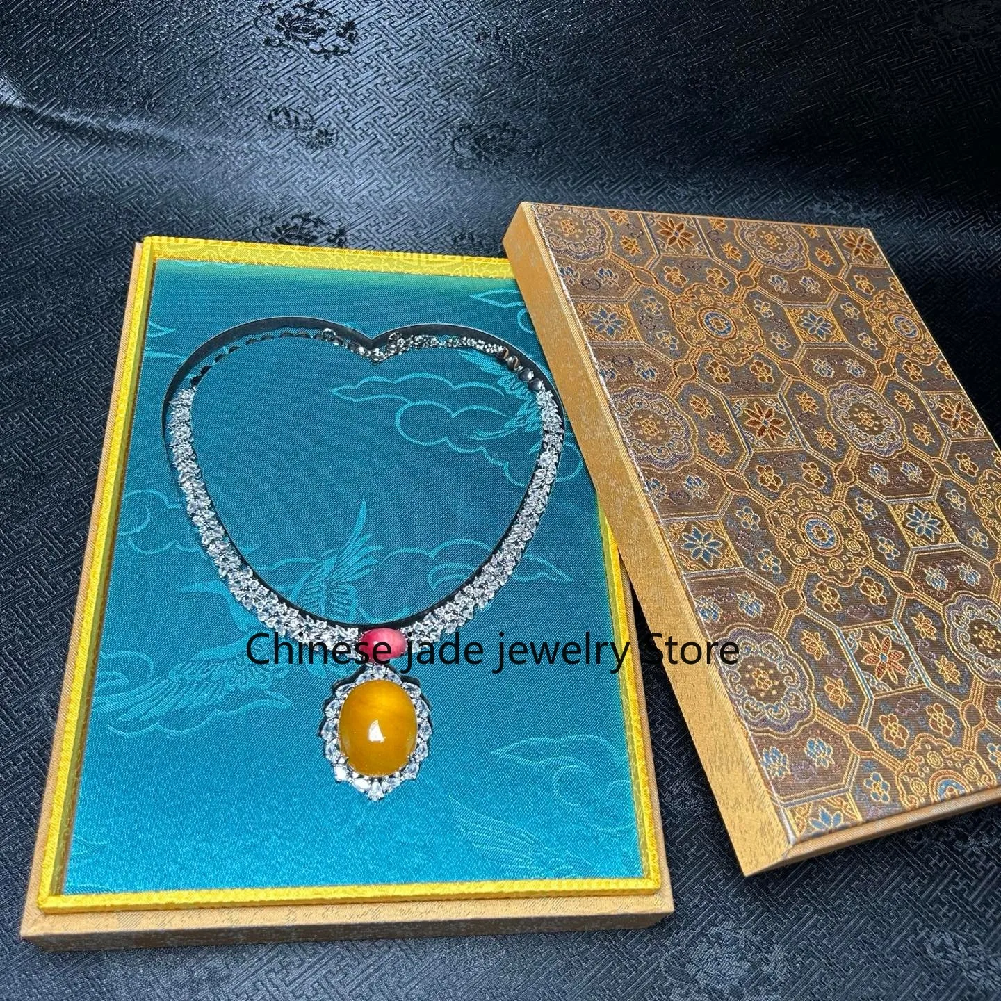 Real Natural Perfect High Ice Yellow Myanmar Jade Jadeite Pendant&Necklaces