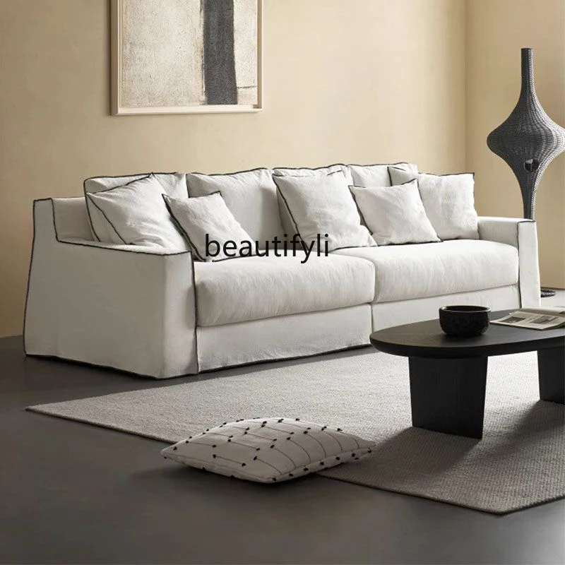 

Solitary Wind Linen Fabric Sofa Living Room B & B Nordic Light Luxury Modern Simple Straight Row Sofa