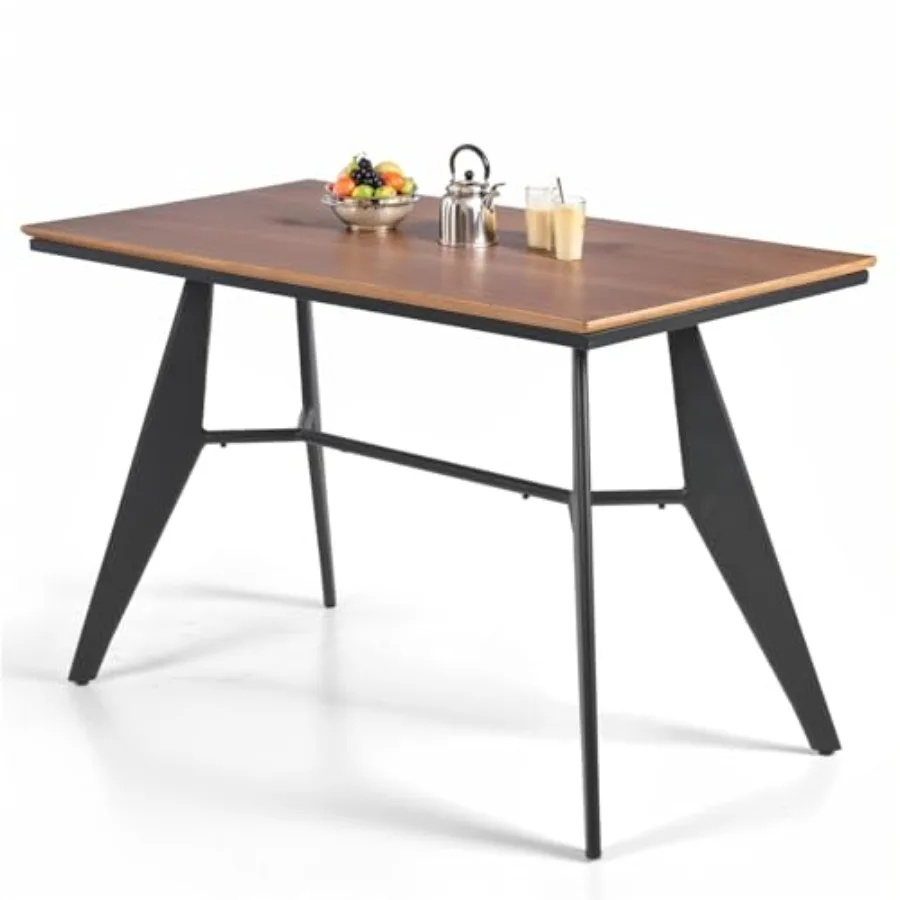 

Modern Industrial Table with Heavy-Duty Steel Frame 47.3 x 23.6 Rectangular Tabletop Walnut Oak Finish for Home Office Computer