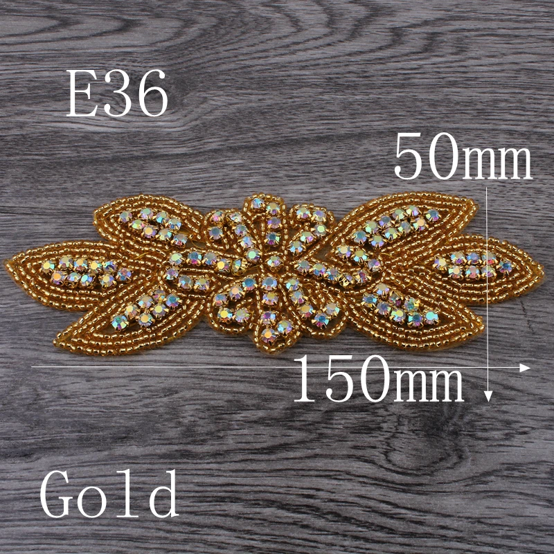 20PC Handmade Bling Beaded Rhinestone Applique Sew On Manual Flatback Crystal Flower Cloth Applique for Dresses Craft Supplies