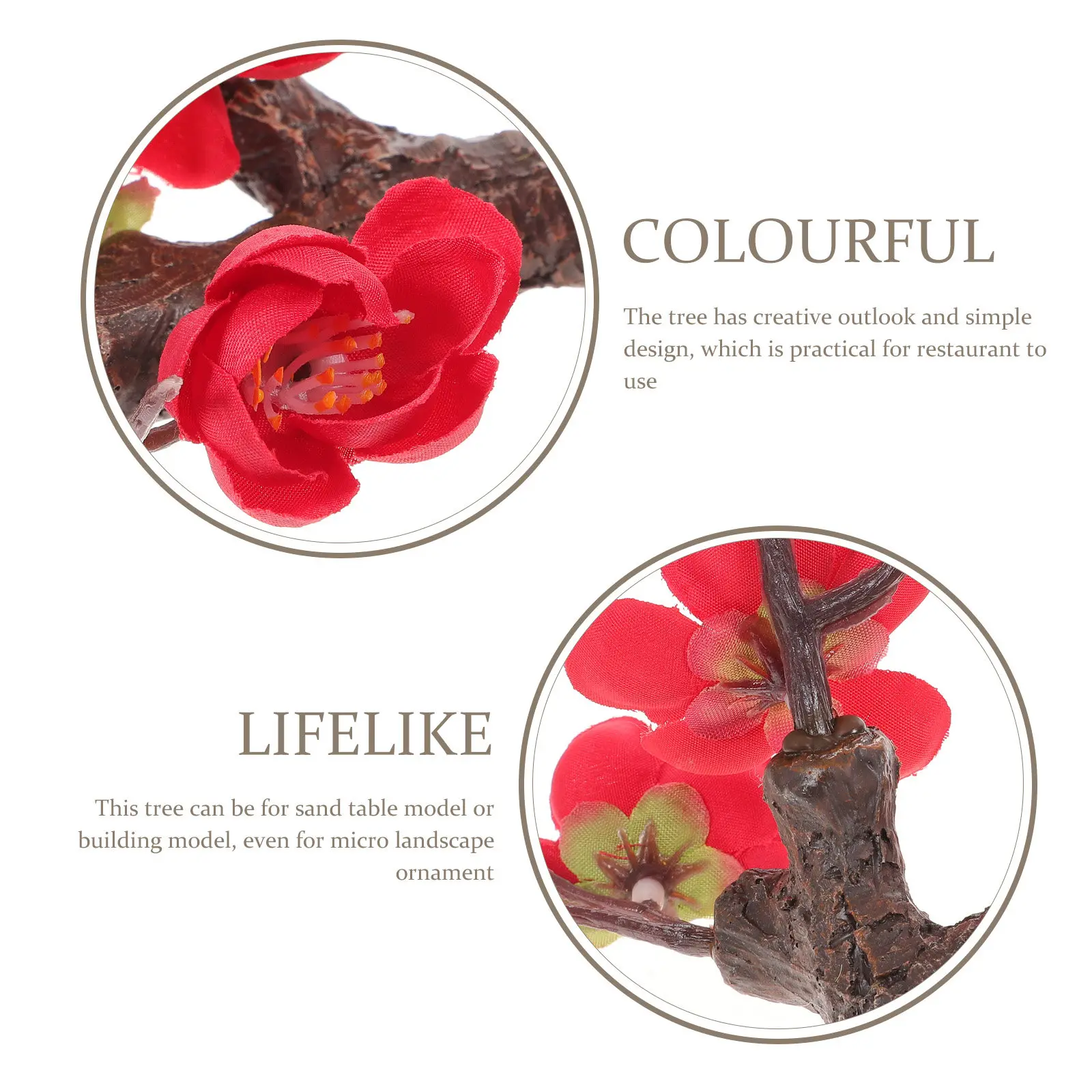 

Mini Red Plum Tree Faux Tree for Table Top Decorative Fake Plant Decors Natural Matching Ornament Desktop Adornments