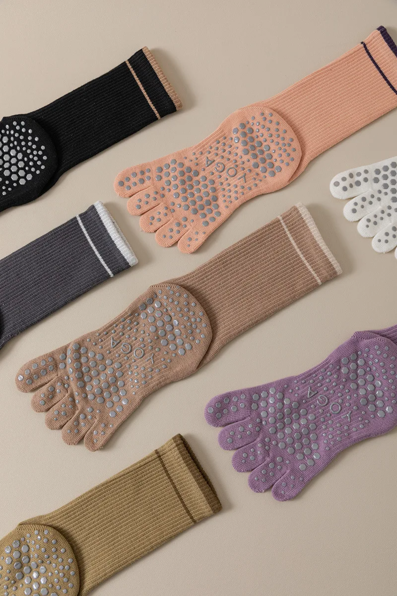 1 Paar Damen Fünf-Zehen-Silikon-Antirutsch-Yoga-Socken Weiche Atmungsaktive Ballett-Tanz-Damen-Fitness-Sport-Antirutsch-Pilates-Socken – Detail 18