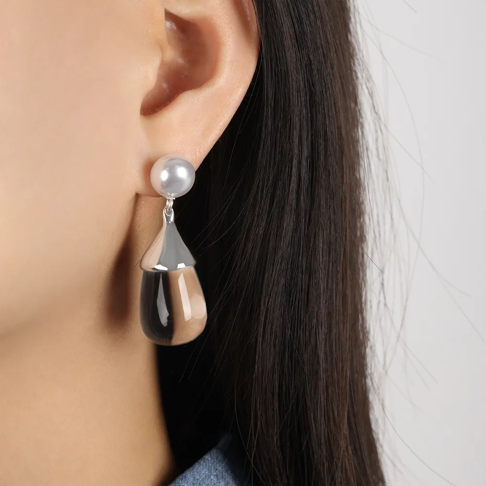 Imitation Pearl Earrings For Women Stainless Steel Gold Plated Earrings Women\'s Resin Pendant Earring Luxury Jewelry Woman