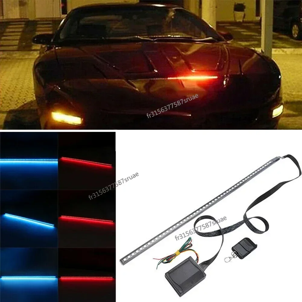 48SMD Automobile Middle Net Lamp 22inch 48LED RGB Car Scanner Knight Rider Strobe Flash Light Strip+Remote Car Lights