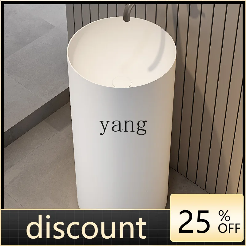 LTT artificial stone column basin circular integrated floor type small apartment household wash basin