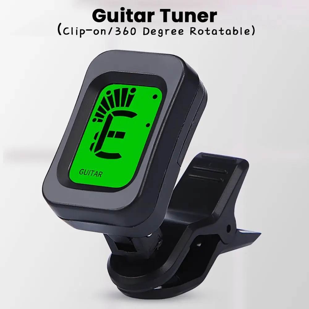 Clip-on Guitar Tuner 360 Degree Rotatable LCD Screen Electric Digital Tuner Guitar Parts Electronic Tuner