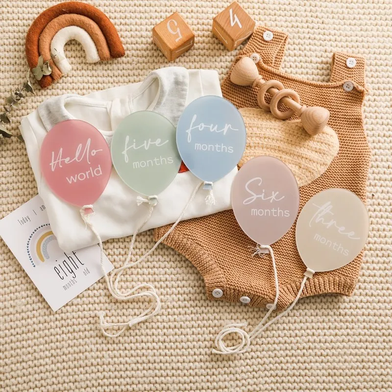 Newborn Balloon Acrylic Photography Props Newborns Photography Accessories Baby Gift Birth 13 Color Birthday Milestone Gifts