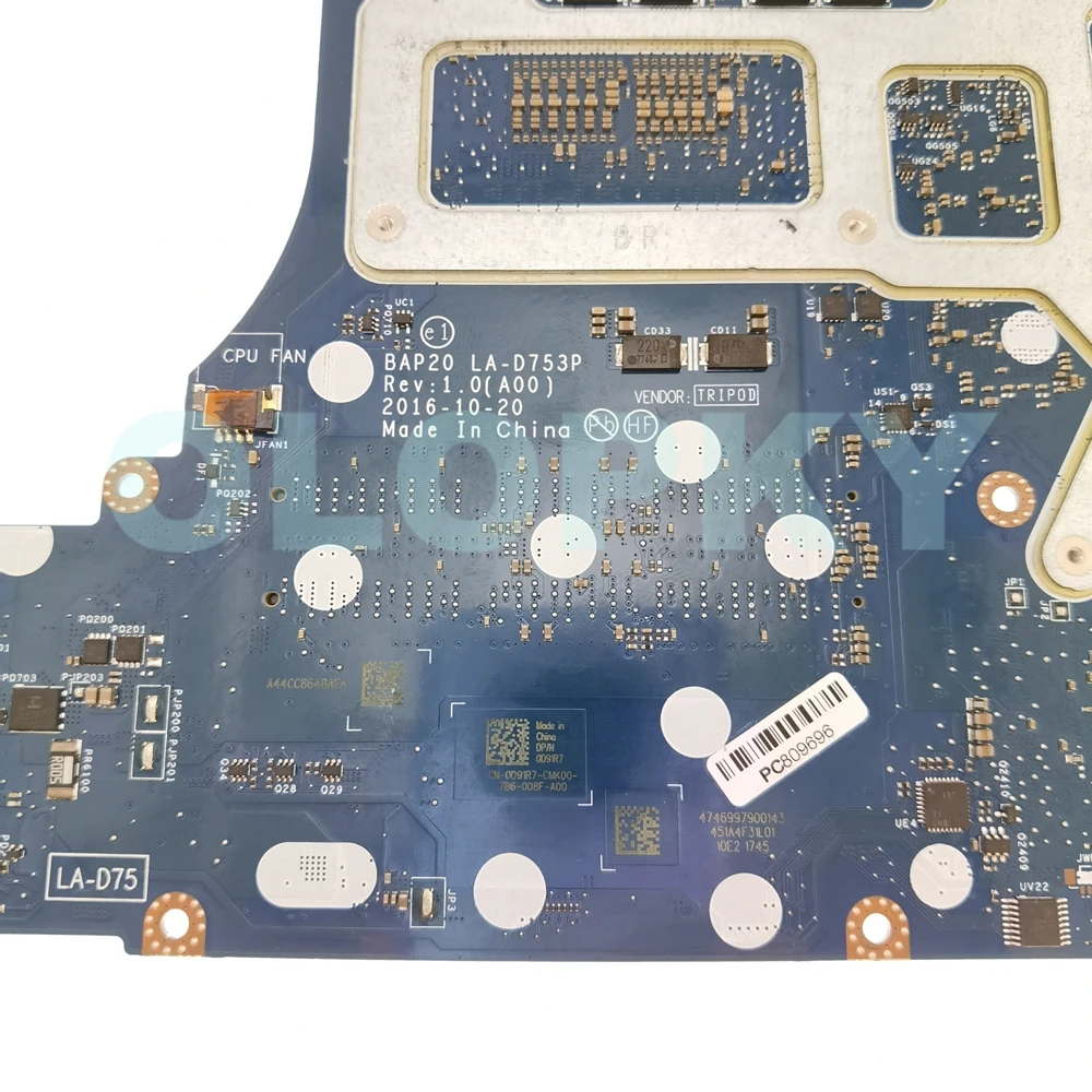 BAP20 LA-D753P Mainboard with I7-6820HK I7-7820HK CPU GTX1070/1080 8G GPU For DELL Alienware 15 R3 17 R4 laptop motherboard