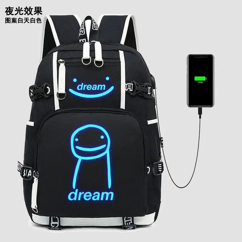Glow-In-The-Dark Genshin Impact Merchandise Dazhao Game Boys Girls Middle And High Double Shoulder Bag Xiangling Venti Anime