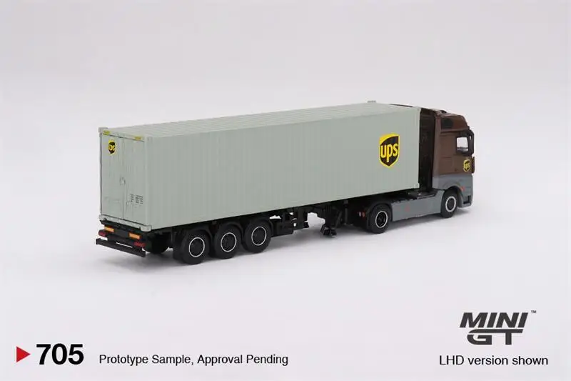 MINI GT 1:64 Actros Trailer w/40 Ft Container 40 UPS truck with Driver and workers  set