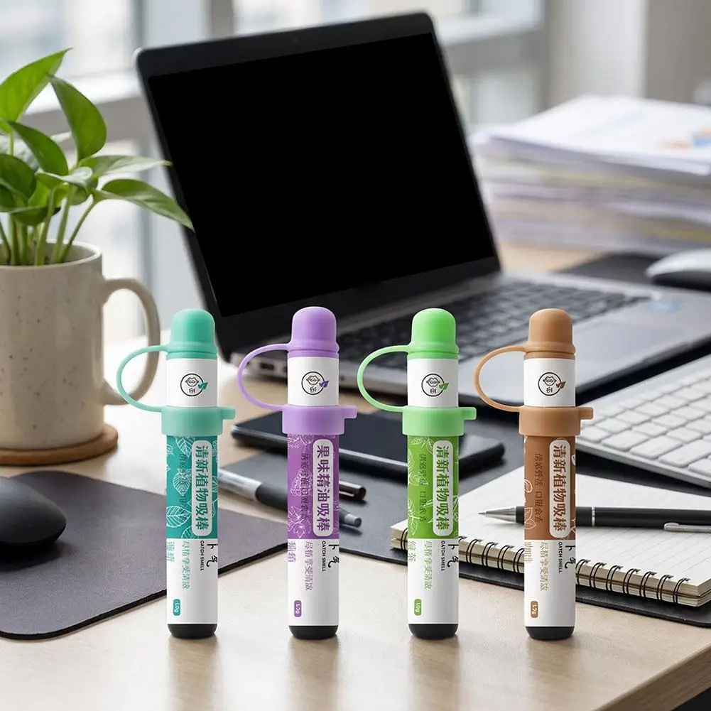 Tragbarer Kräuter-Inhalationsstift 4 Geschmacksrichtungen Menthol Eukalyptus Borneol Frischer Atem Kühlendes Aroma für Arbeit Studium Reisen Alltag – Detail 5