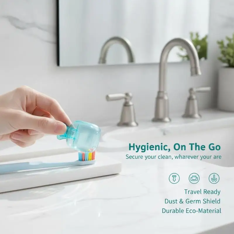Travel Plastic Toothbrush Protector Case Dustproof Portable Design with Clip Cap for School Dorm Business Trip