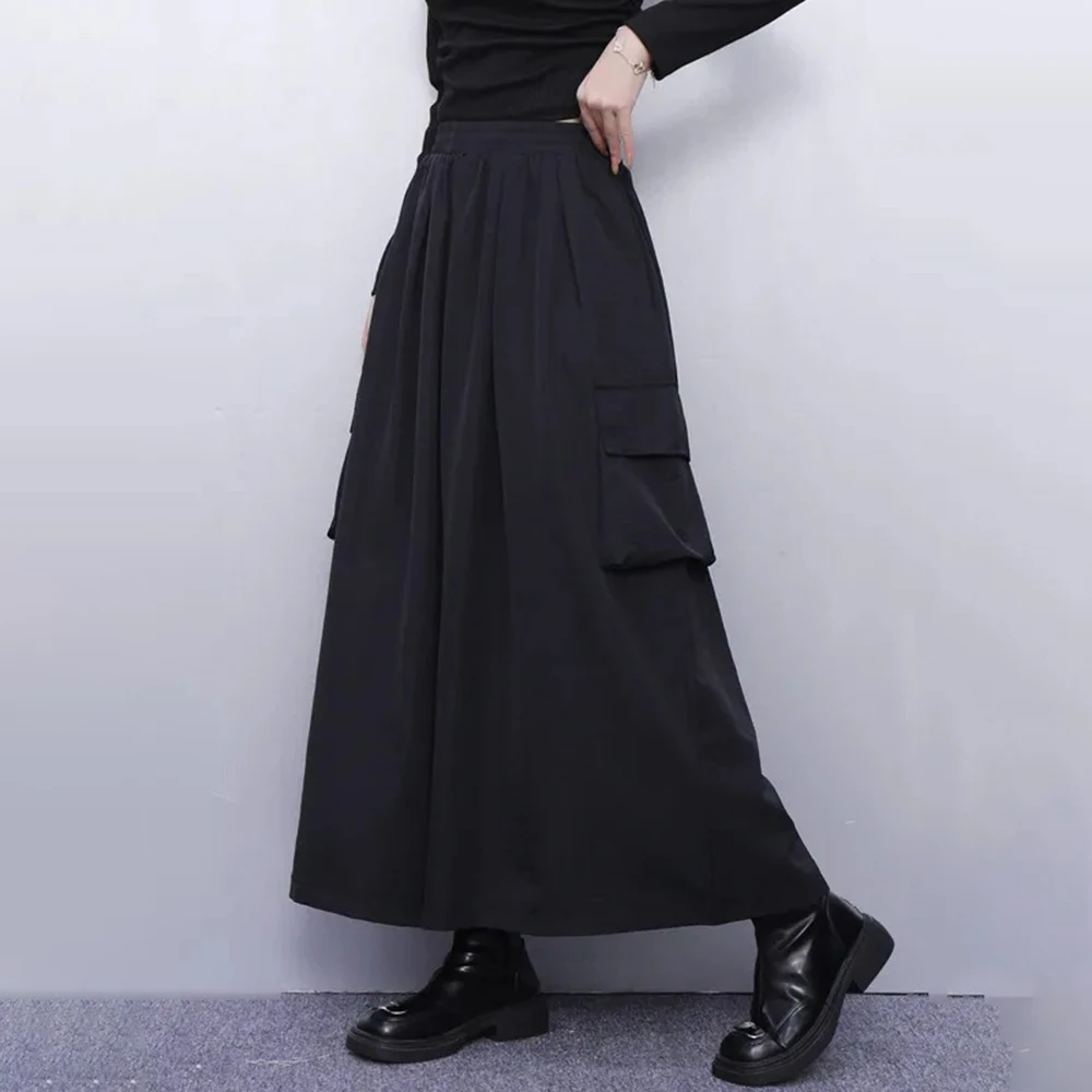 

Брюки-юбка Y2K с карманами карго, весенние, унисекс, в стиле Харадзюку, уличная мода, молодежные, для активного отдыха, утягивающие, в стиле самурай, унисекс, новинка 2026