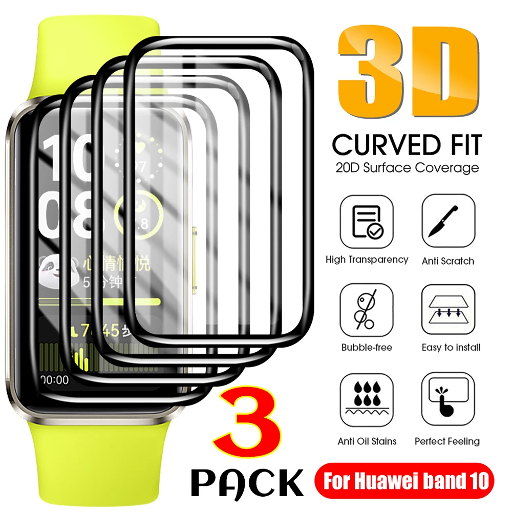 

1/2/3 шт. изогнутая защитная пленка для экрана для Huawei Band 10, защитная пленка от царапин для Huawei BAND 10, аксессуары для умных часов