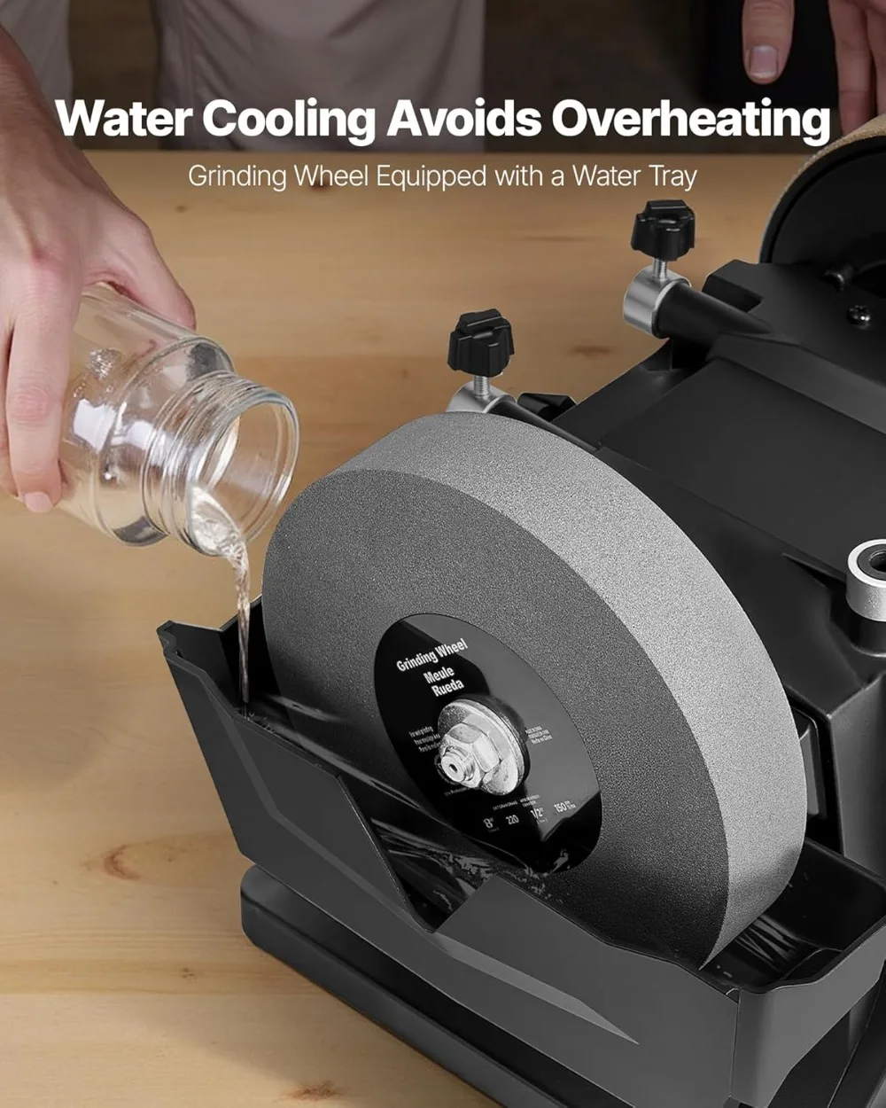 نظام شحذ مبلل 8 بوصة، مطحنة سكاكين مبردة بالماء مع 155 دورة في الدقيقة، طحن أفقي/عمودي للأدوات #5