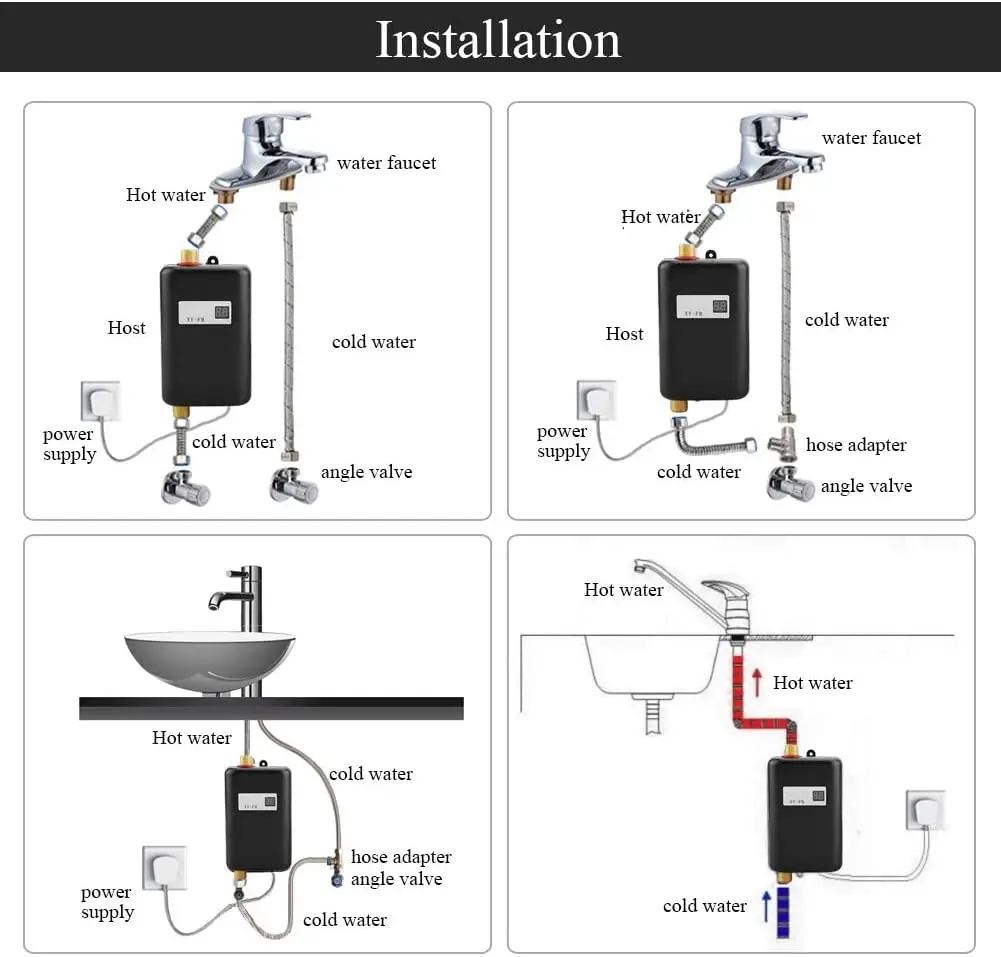 Pemanas air tanpa tangki listrik, pemanas air panas suhu konstan dengan Remote Control