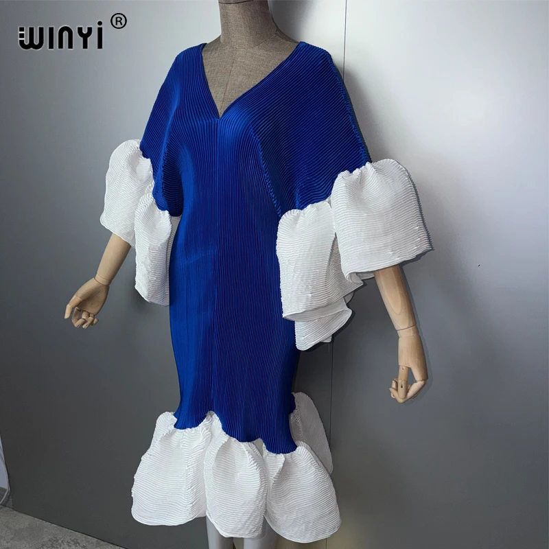 

Платье WINYI с плиссировкой и эластичной талией, новое пляжное платье-накидка для мусульманок, кафтан, абайя, роскошное длинное вечернее платье для отпуска в Дубае.