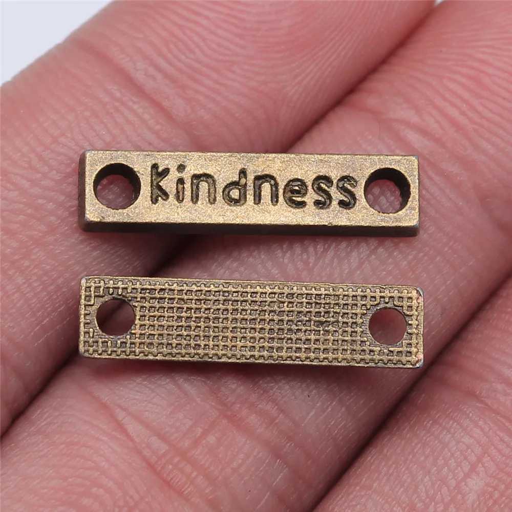 10pcs 23x6mm 2 Colors Antique Silver Color Antique Bronze Color Kindness Connector Charms DIY Jewelry Materials Supplies