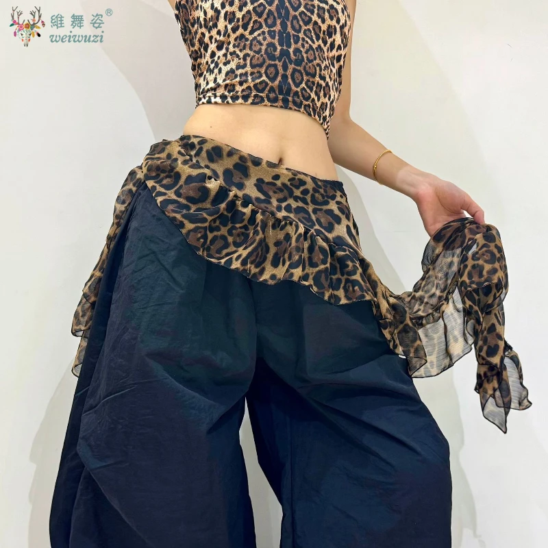 Abbigliamento per danza del ventre per donna Sciarpa per fianchi con stampa leopardata Danza jazz Tenda per scoreggia Sciarpa per pratica di danza orientale per adulti