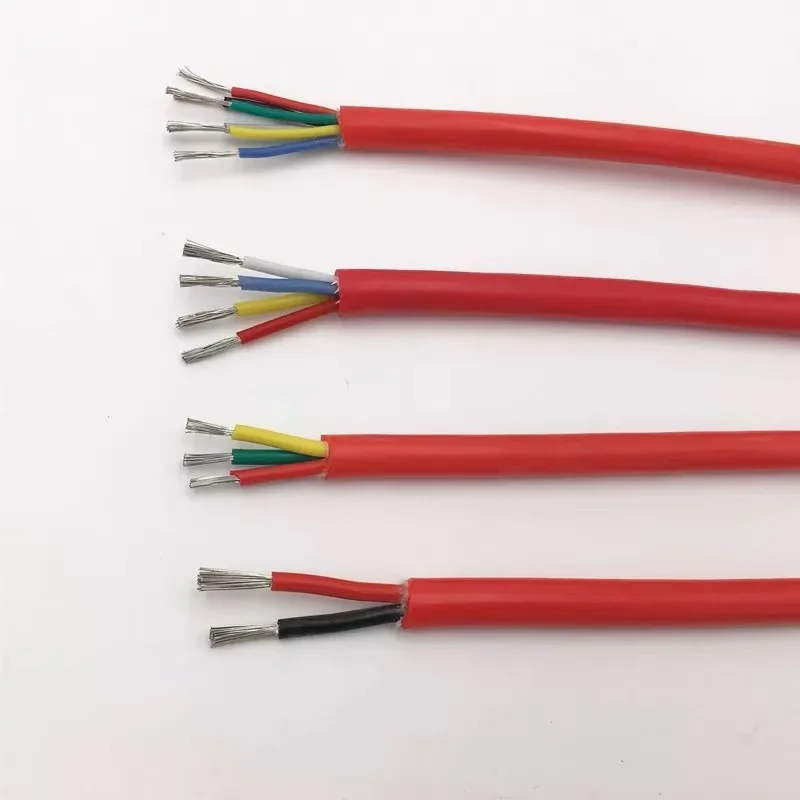 1~1M Flexible Silicone Wire Red/Black Square 0.3 0.5 0.75 1 1.5 2 2.5 4 6mm x 2 3 4 6Cores Tinned Copper High Temperature Cable