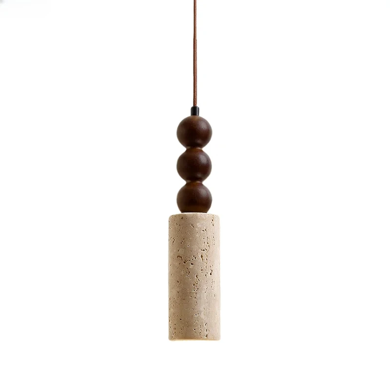 Wabi Sabi LED Pendant Lights Bar Coffee Living Room Wood Ball Yellow Cave Stone Nordic Modern Hang Lamp Lamparas Colgantes