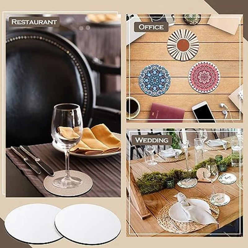 120Pcs Blank 4 Inch Sublimation Round Blank Coasters Heat Pressed Coasters For DIY Crafts