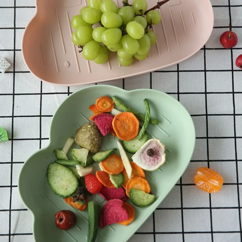 

2Pcs Plastic Fruit Plate Snack Dish Candy Bowl Light Green Dark Blue Practical Easy Clean Home Supplies