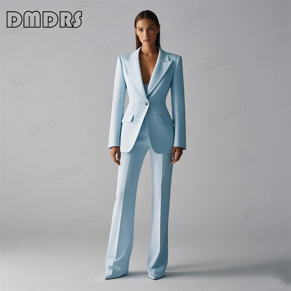 

Two Pieces Women's Slim Fitting Suit Set, Single Button Blazer Suits Jacket Pants, 80+ Customized Colors Plus Size Tuxedo Set