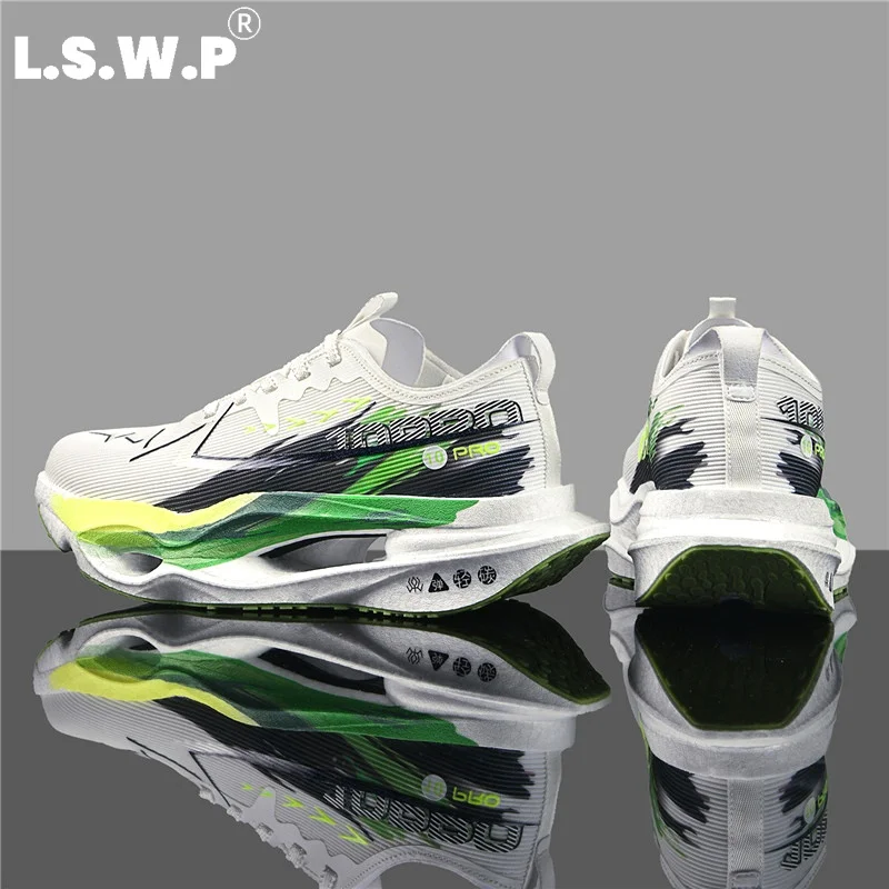 Unisex Professional Carbon Plate Racing Running Shoes with Hollow Out Sole and Rebound Technology, Lightweight Breathable Mesh Running Shoes, Non-Slip and Wear-Resistant, Suitable for Teenagers, Campus Jogging, Heavy Weight Individuals, Outdoor Long-Distance Running Training, Multi-Color Sports Shoes - view 5