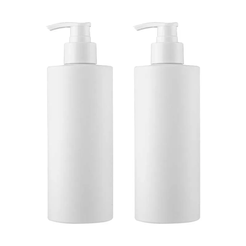 

10Pcs Empty Bottle Plastic White Flat Shoulder PET 400ML Whiteness Lotion Pump Portable Refillable Container Packaging Bottles