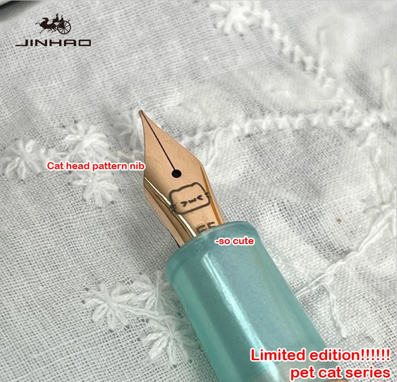 Limited Edition JINHAO 82 Fountain Pen Pet Cat Series  EF F Cute Cat Head Pattern Nib Calligraphy Pen Stationery School Supplies