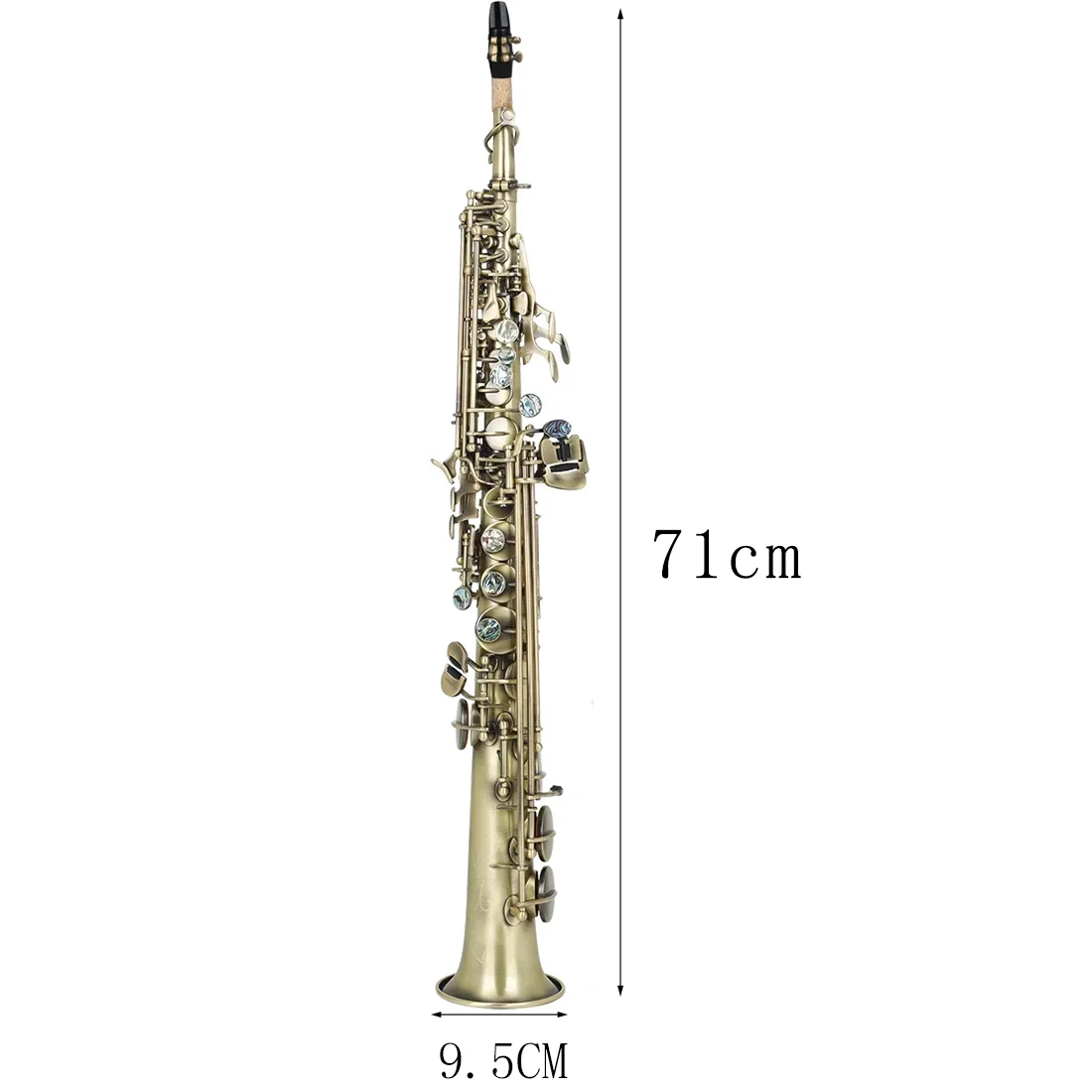 Professional Cyan Antique Bb Straight Soprano Saxophone Brass B Flat Soprano Sax with Mouthpiece Case Reed Glove Wiping Cloth