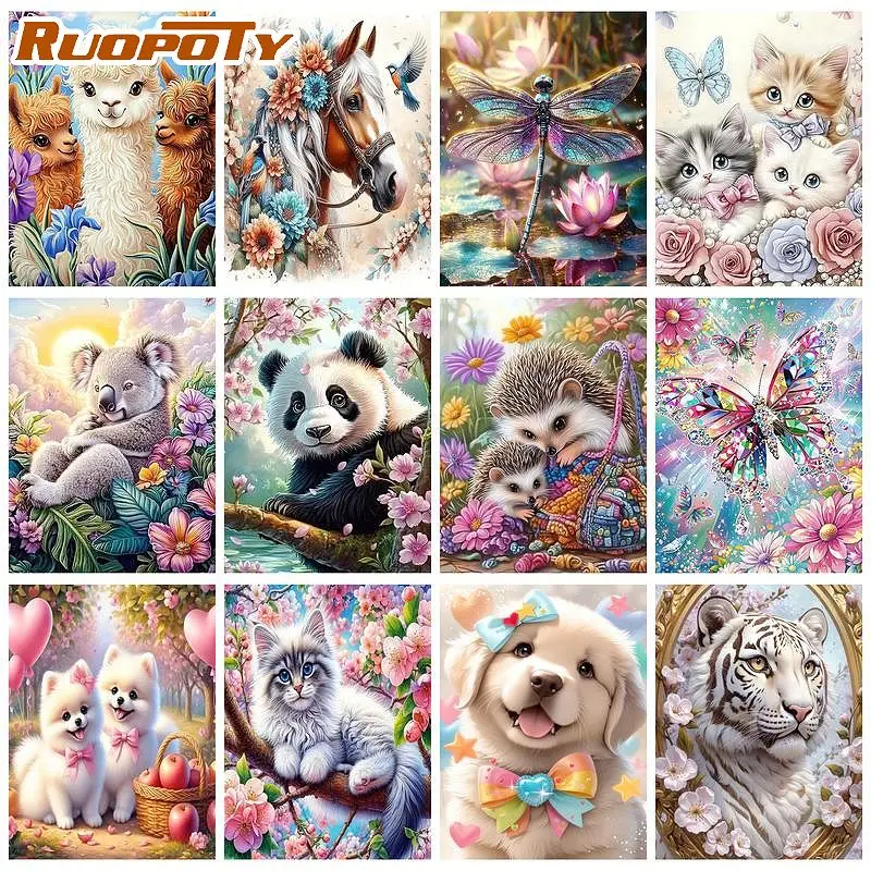RUOPOTY Schmetterlings-Gemälde nach Zahlen, Kunst und Handwerk, Acrylfarben auf Leinwand, Tiermalerei nach Zahlen für Erwachsene, DIY-Geschenk