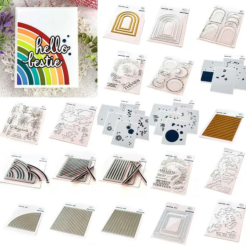 Arcos felizes corte morre para Scrapbooking, DIY Embossing Template, Hot Foil Art Stamp, Diário Decoração, Cartão, Novo, 2023