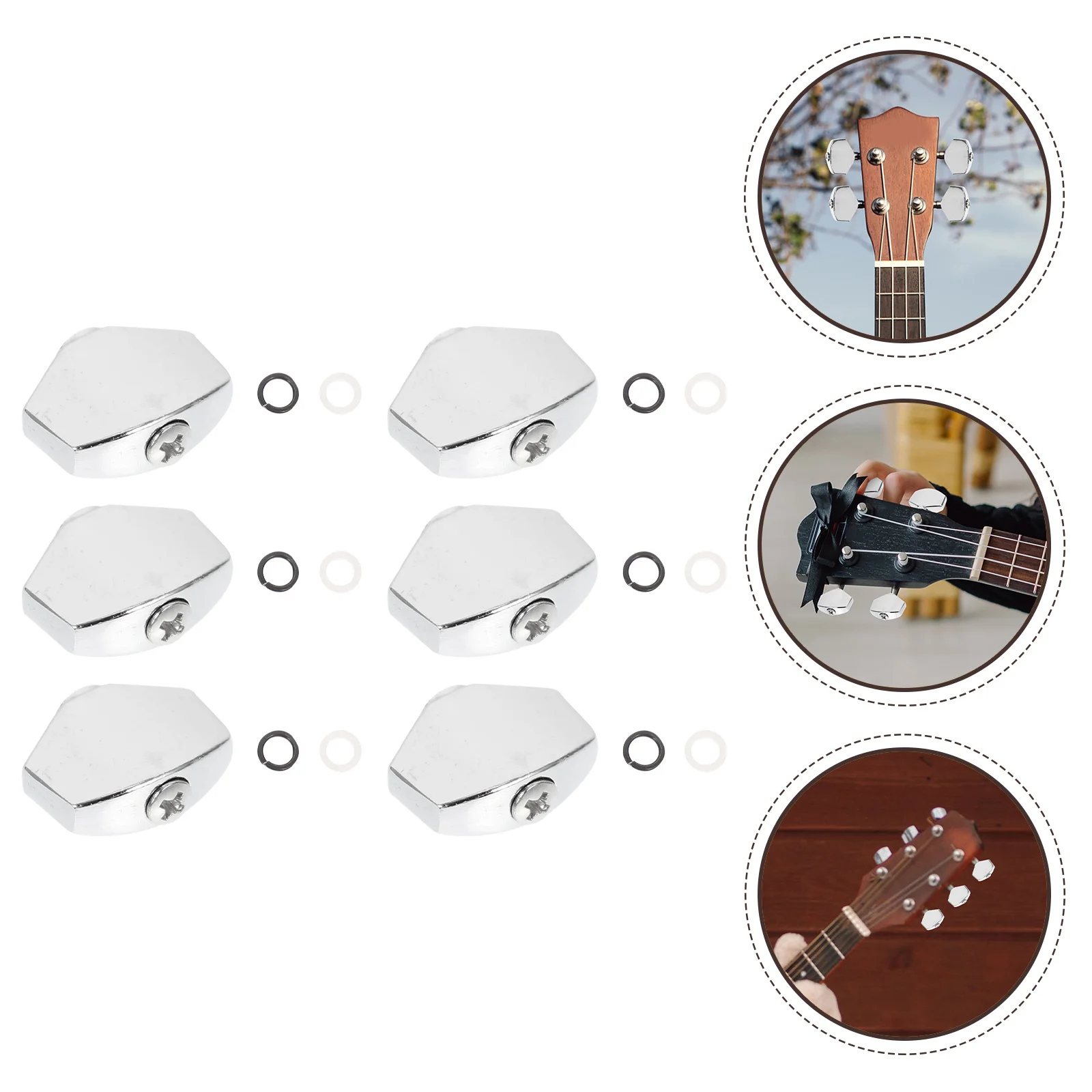 

6 Sets Metal Tuner Handles Ukulele Folk Caps Guitar Buttons Knob Tuning Pegs Acoustic Tool Personalized Hat