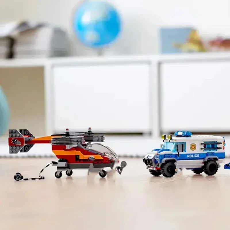 Terceiro festa compatível moc define cidade série 60209 blocos de construção helicóptero da polícia perseguição diamante cintura carro brinquedos das crianças presente