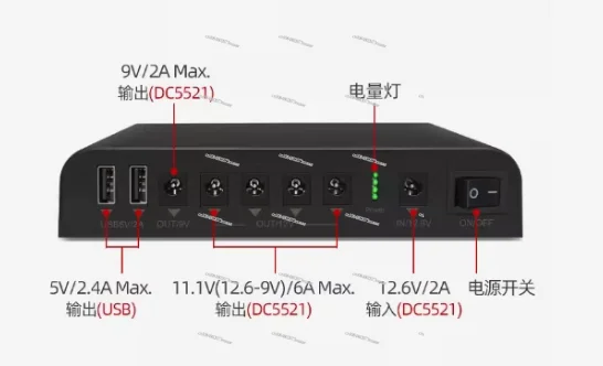 Uninterrupted Power Supply 18650 27000mAh 98Wh Lithium ion Backup Battery SL3400 TalentCell DC 12V/9V/5V Output Mini UPS