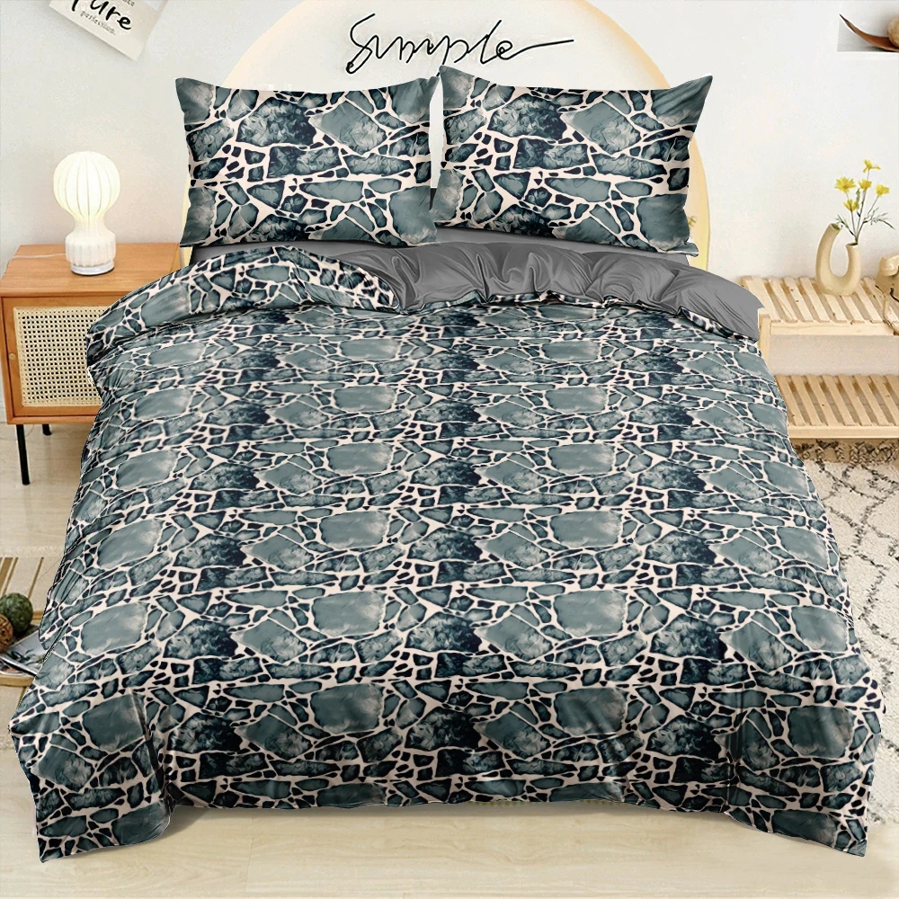 

3D Digital Green Stone Comforter Bedding Sets Spot Luxury Linens Bed Twin Queen King Size 230x220cm Double Duvet Cover for Adult