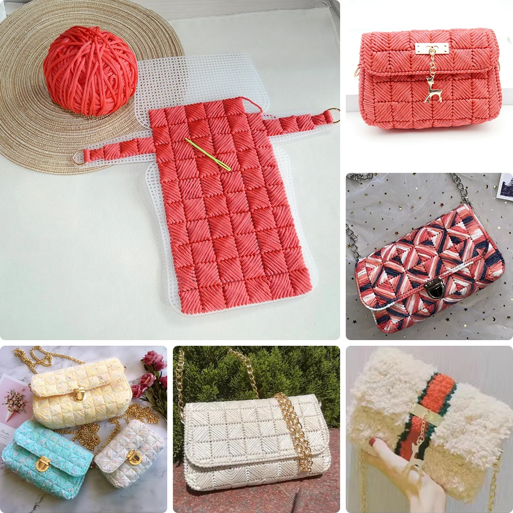 3pcs/set White Weaving Plastic Sheet for DIY Handmake Crochet Hand Bags, Durable Mesh Grids, DIY Knitting Craft Design Template - view 5