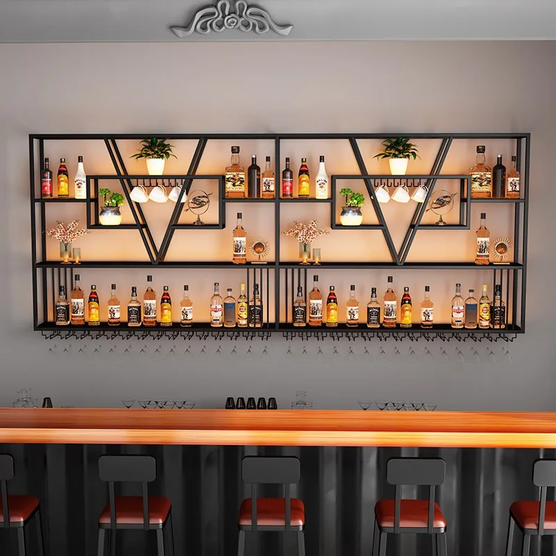 Narrow Commercial Bar Cabinet Wine Rack Metal Storage Bar Cabinet Wine Rack Modern Display Botellero Vino Drinks Furnitures