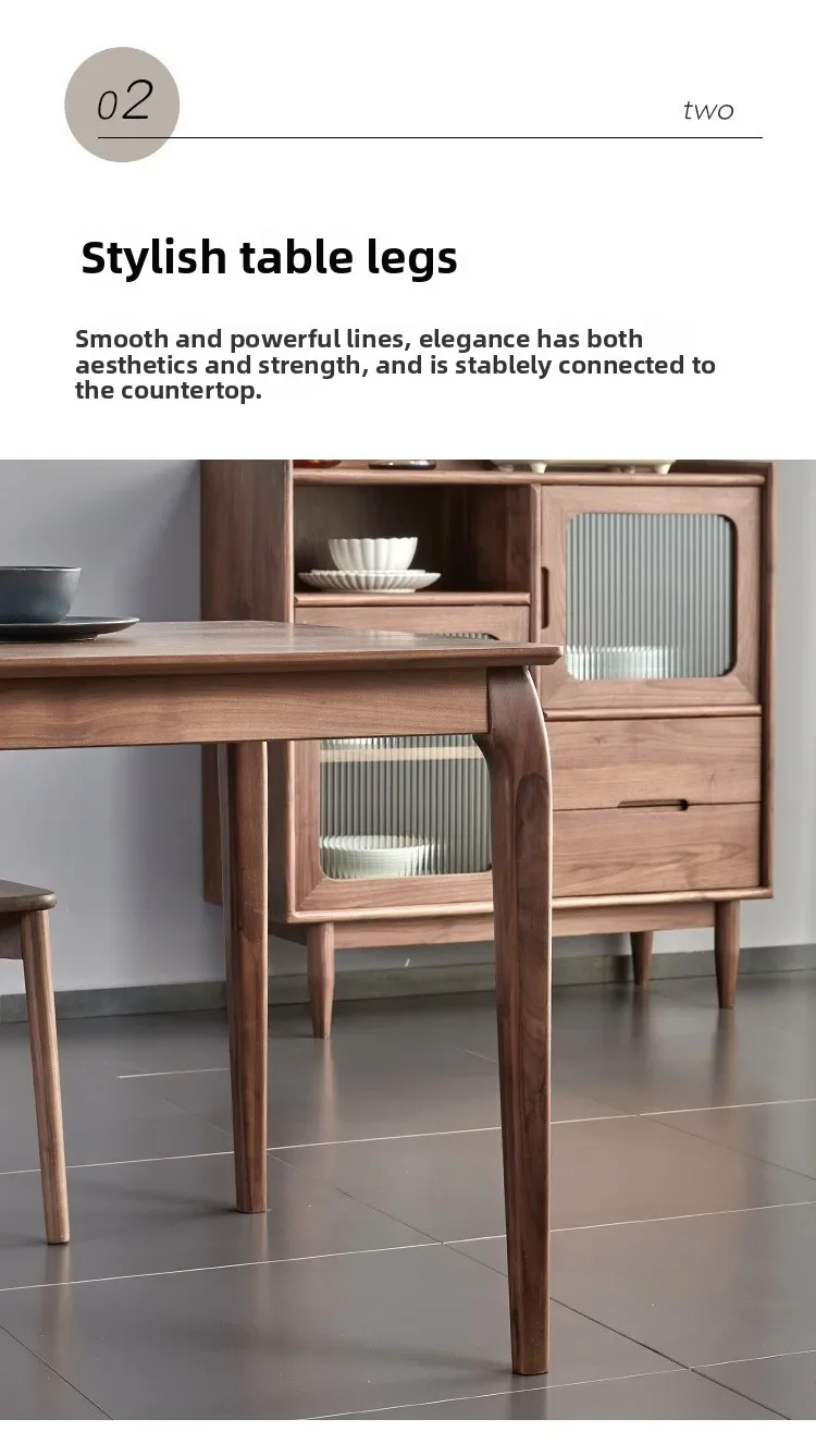 Nordic black walnut all solid wood dining table and chair combination modern simple conference table household rectangular desk