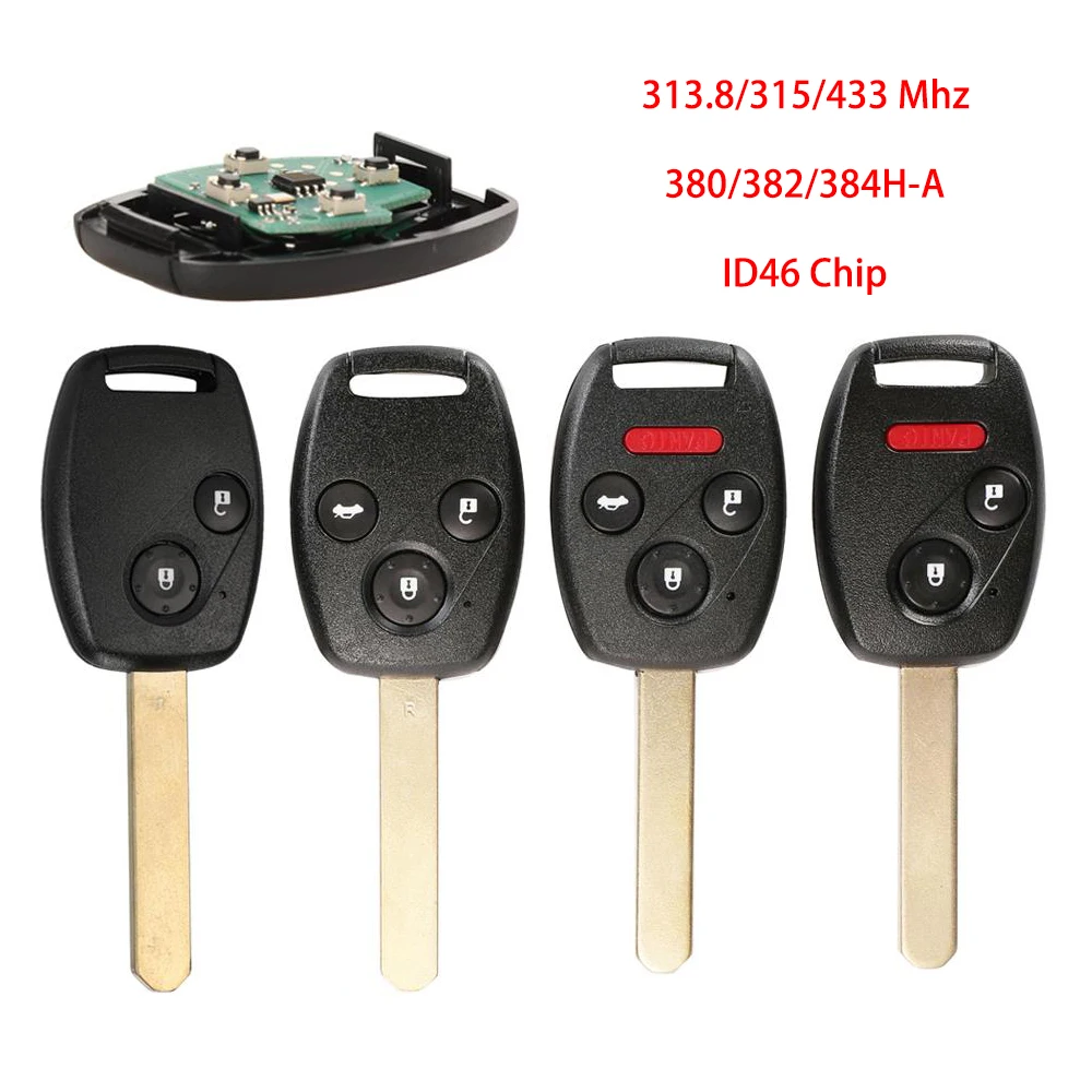 Jingyuqin New Remote Car Key 313.8/315/433MHZ ID46 For Honda Accord 2003-2008 CR-V Civic Sedan Insight 2009 Odyssey Element