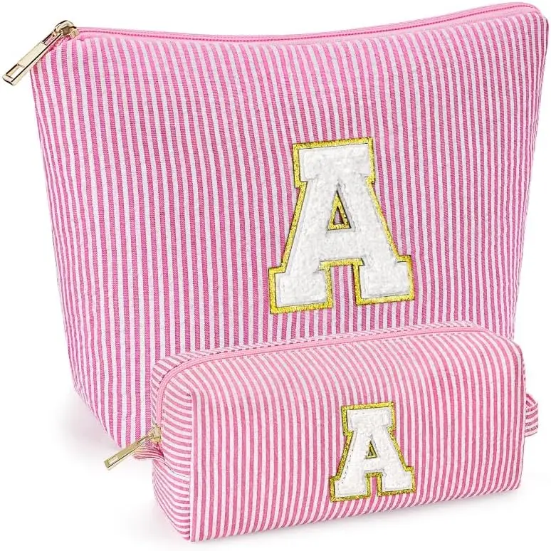 

Initial Makeup Bags for Women Cosmetic Bag for Travel Toiletry - Birthday Gifts for Girl Graduation Teacher Gift