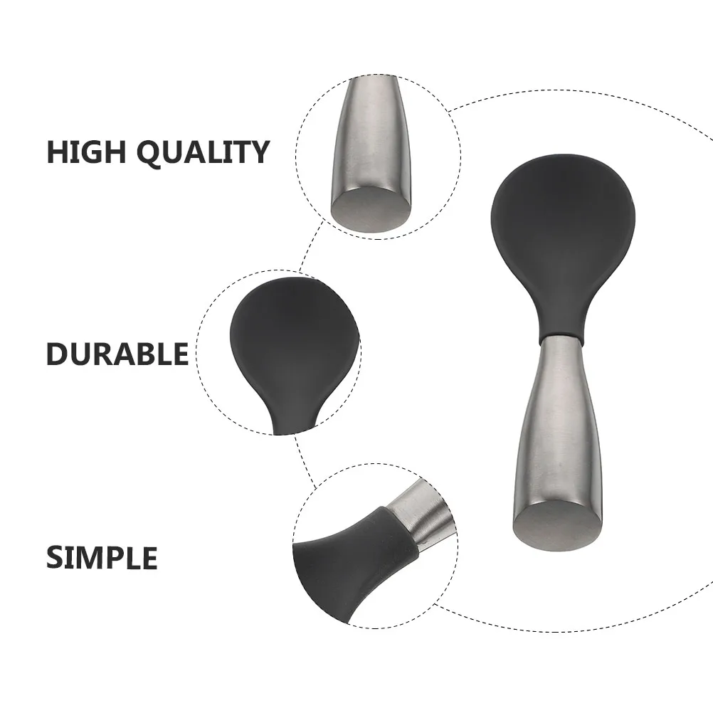 

2pcs Stainless Steel Handle Rice Spoons Silicone Kitchen Gadgets Ergonomic Design Home Restaurant Use Grey Color