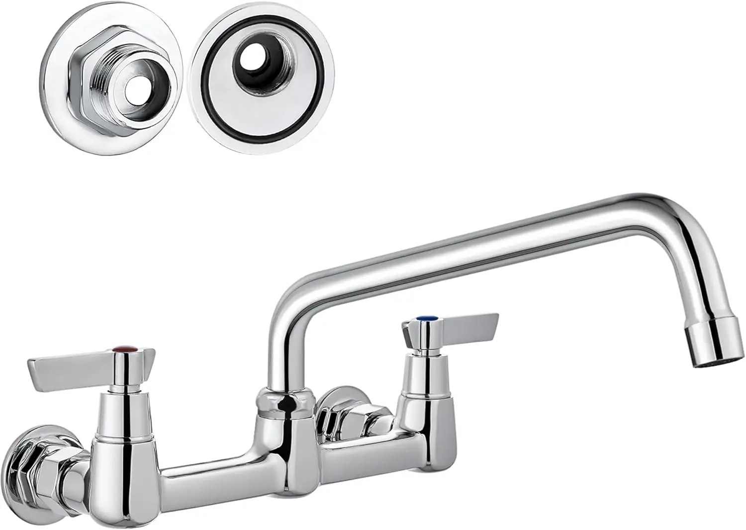 

Commercial Kitchen Faucet, 10-Inch Swivel Spout, Dual Handle Wall Mount for Sink Utility