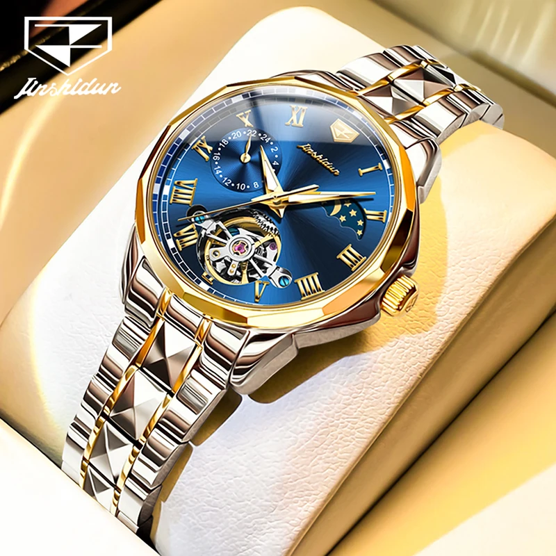 JSDUN High Quality Tourbillon Mechanical Watch Women Fashion All Steel Automatic Watches Luminous Casual Fashion Women Clock