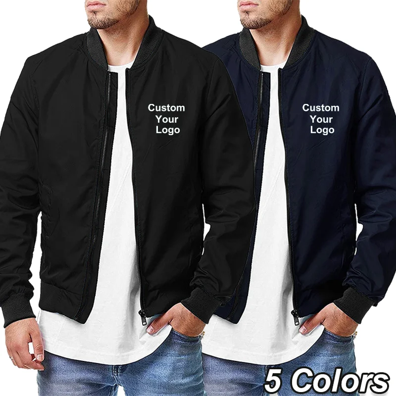 

Mens Fashion Custom Your Logo Motorcycle Jackets Outdoor Sports Windbreaker Jackets Autumn New Solid Color Jacket Coat