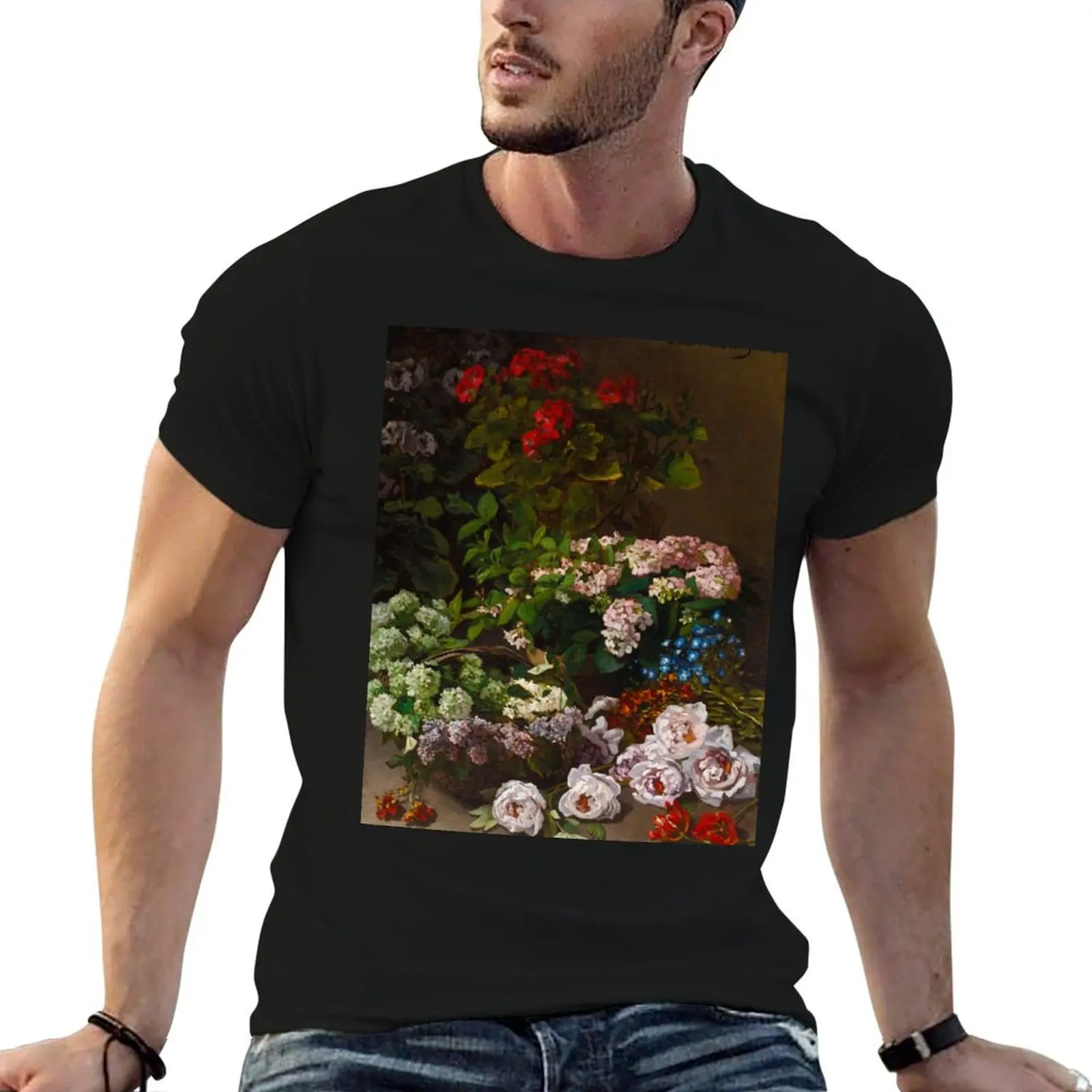 CLAUDE MONET HD - Spring Flowers (1864) T-Shirt vintage t shirts korean fashion Men's clothing