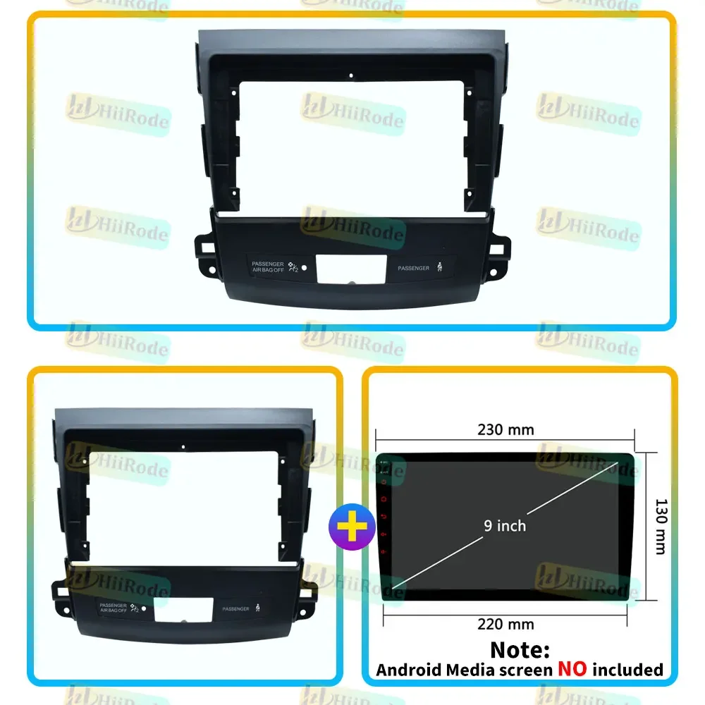 Hiirode Car Android Radio Stereo Player Frame Fascia For Mitsubishi Outlander 2 Peugeot 4007 Citroen C-Crosser Panel Cord Canbus