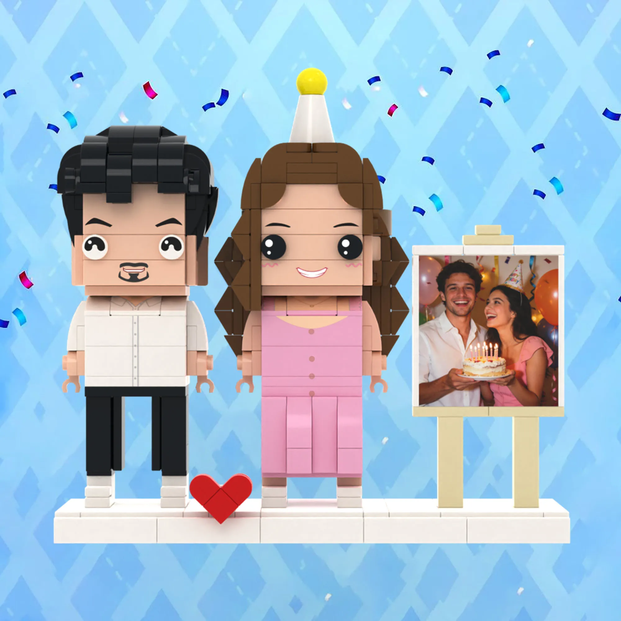 

Оригинальный подарок на вечеринку и годовщину: персонализированные фигурки из мелких деталей с гранулами, фото-фигурки из кирпичиков, элегантный дизайн.